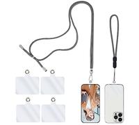 simarro Universal Cell Phone Lanyard, 2 Phone Chains with 4 Transparent Replacement Mobile Phone Straps Adjustable Nylon Neck Strap for All Smartphone Compatible with Most Phone Cases (Grey)