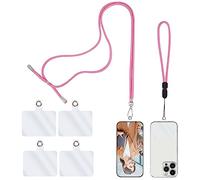 simarro Universal Cell Phone Lanyard, 2 Phone Chains with 4 Transparent Replacement Mobile Phone Straps Adjustable Nylon Neck Strap for All Smartphone Compatible with Most Phone Cases (Pink)