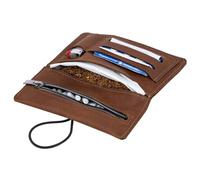 Simaru Genuine Leather Tobacco Pouch for Rolling Tobacco, Premium Italian Nappa Leather with Multi-Compartment Storage, 30 g Capacity, Light Brown