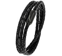 Simaru Leather braided Bracelet Classic Triple Wrap Braided Leather Bracelet for Men Women with Stainless Steel Clasp