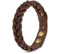 Simaru Men's Braided Leather Bracelet, Adjustable Brass Rivets | Vegetable-tanned leather, made in Germany, braided, two brass screw rivets, adjustable from S to XL