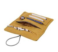 Simaru Tobacco pouch made of vegetable-tanned leather for 30 g tobacco pouch, genuine leather turner bag with filter compartment and plate holder, durable and robust (Amber)