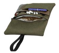 Simaru Tobacco Pouch - Tobacco Pouch in Synthetic Leather - Tabacco Bag Fully Made in Europe - Built to Last, with Filter Compartment & Rolling Paper Holder (Dark brown)