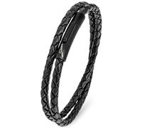 Simaru Unisex Leather Wrap Bracelet - Handmade in Germany - Sleek Genuine Leather & Stainless Steel Design