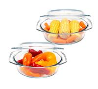 Simax Casserole Dish Set, Set of 2 Casserole Dish with Lid, Round Glass Cookware, Borosilicate Glass, Made In Europe 1 Qt and 1.5 Qt Baking Dishes