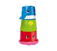 Simba 104010183 ABC Bucket with Stacking Cup, Bucket and Colourful Cup with Water Flow and Water Wheel, 3 Pieces, 23 cm, from 12 Months