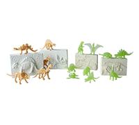 Simba 104342552 Large Dino Excavation Set, 4 Dinosaur Skeletons for Digging, 2 x with Glow in the Dark Effect, 6-8 cm, with Tools, from 3 Years