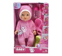 Simba 105030519 New Born Baby Kitty Onesie, Full Vinyl Doll with Drinking and Wet Function in Cute Cuddly Onesie, 6 Pieces, 30 cm, from 2 Years