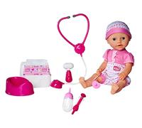 Simba 105032355 New Born Baby with Doctor Accessories, Full Vinyl Doll with Drinking and Wet Function and Many Accessories, Stethoscope with Sound Function, 38 cm, from 3 Years