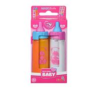 Simba 105560011 - New Born Baby Magic Milk Bottles, Pack of 2, for Baby Dolls, Toy Dolls, with Disappearing Contents, 1 x Milk, 1 x Juice, 12 cm, Doll Accessories, Dolls Mum, for Children from 3 Years