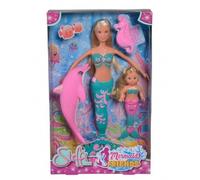 Simba 10573336 - Steffi Love Mermaid Friends, Steffi as Mermaid, with Evi Doll, Pink Dolphin, Seahorse Comb, Dressing Doll, 29 cm, for Children from 3