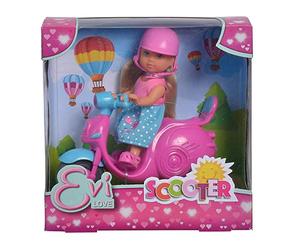 Simba 105733345 Evi Love Scooter, Toy Doll on her Scooter with Helmet, 12 cm, from 3 Years