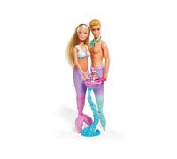 Simba 105733524 Steffi Love Mermaid Family, doll as pregnant mermaid with Kevin as a merman, with baby bed, 29 cm dress-up dolls, toy dolls,