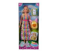 Simba 105733533 - Steffi Love GoGo Puppy, Dressing Doll in a Colourful Dress with Cool Dog Backpack and Dog, Doll 29 cm, from 3 Years