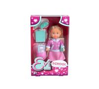 Simba 105733711 Evi Love School, Toy Doll with Cool College Jacket and Backpack with School Accessories, 12 cm, from 3 Years