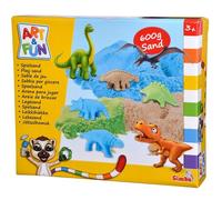 Art and Fun Dinosaur Play Sand Set, 3 x 200 g Sand, Platform, 4 x Dino 3D Shape,