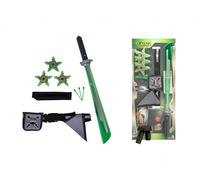 Simba Next Ninja Mega Set, 9 Pieces, Belt Adjustable up to 80 cm, Sword with Light and Sound, Shooting Function, Three Arrows and Stars, Headband, from 3 Years
