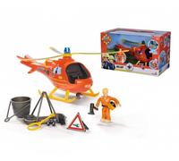 Simba 109252510 Fireman Sam Helicopter Wallaby with Tom Figure, with Original Sound, Blue Light, Searchlight, Winch, 15 cm, from 3 Years