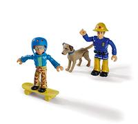 Simba 109252515 - Firefighter Sam Figure Set, Double Pack with Animal, 7.5 cm Figure, Mobile, with Accessories, 4 Assorted Compartments, From 3 Years, no pre-selection possible
