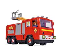 Simba 109252516 Fireman Sam Jupiter from Series 13, with Figure and Dalmatian Radar, Schnuffi, 2 Different Sounds, Blue Light, Rotating Ladder for Folding, 31 cm Fire Engine, from 3 Years