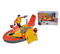 Simba 109252570038 - Firefighter Sam Jetski June with Figure - Firefighter Sam Floatable Water Scooter with Opening Seat for Storage and Accessories Including Elvis Figure, From 3 Years