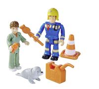 Fireman Sam Figures Double Pack V, 4 Assortments, with New Uniforms, Each with 2 Figures, 1 Animal and Accessories, Movable, 7.5 cm, from 3 Years