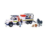 Simba 109252624 Fireman Sam Animal Rescue Trailer Hinged for Station, Vehicle with Light, with Figure, Animals, Accessories, Length: 34 cm, from 3 Years, Black