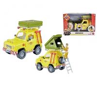 Simba Fireman Sam Off-Road Vehicle with Roof Tent, Roof Tent to Fold, Sam Figure, Light, Winch, Accessories, 16 cm, from 3 Years