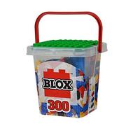 Simba Blox 300 104114202 Building Blocks for Children from 3 Years, 8 Stone Box with Base Plate, Fully Compatible, Assorted Colours, Black, Red, White, Yellow, Blue