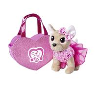 Simba Chi Chi Love is in The Air, Chihuahua Plush Dog with Cute Warm Dress and Bow, in Glitter Heart Bag, 20 cm, from 3 Years