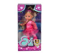 Simba 105733645 Evi Love Ice Skating Play Doll as Figure Skater in a Pink Costume with Ice Skates Medal Headband 12 cm from 3 Years
