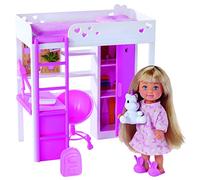 Simba Evi Love My Room, 105733601 Doll in Children's Room with Bunk Bed, Desk and Cupboard, with Accessories, 12 cm Toy Doll, from 3 Years