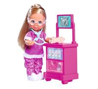Simba 105733647 Evi Love Puppy Doctor Toy Doll with Glasses, Three Puppies and a Treatment Table, Accessories, 12 cm, from 3 Years