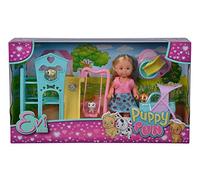 Simba Evi Love Puppy Fun Doll with Three Cute Puppies and Great Dog Play/Swing, Slide and 2-in-1 Buggy / 12 cm/Suitable for Children from 3 Years