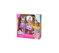 Evi Love Teddy Bike, Toy Doll with a Fluffy Jacket, with Bear Helmet, Shoes, Bicycle and Teddy, 12 cm, from 3 Years