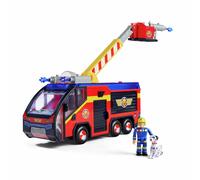 Simba 109252595 Fireman Jupiter, Fire Engine, Sam and Radar Figure, Light Effects, Siren, Rotary Ladder, Water Arrows, Platform for Quad, 32 cm, Accessories, from 3 Years