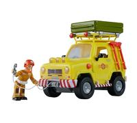 Simba Fireman Sam Off-Road Vehicle with Roof Tent, Roof Tent to Fold, Sam Figure, Light, Winch, Accessories, 16 cm, from 3 Years