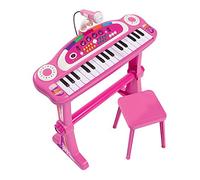 Simba Girl's Piano, Stool and Stand, Toy Keyboard Functions Include Record and Playback, Animal Sounds and Light Effects, Includes 23 cm Stool and 55 cm Stand, Ages 3+, Pink