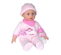 Laura Bottle Feeding 105140009 Soft Body Doll with Sleeping Eyes, Drinks from Bottle and Makes 24 Baby Sounds, Dummy and Bottle, 38 cm, Baby Doll from