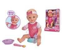 Simba New Born Baby Hungry Full Vinyl Doll, 5 Pieces, Magic Spoon with Sound, Drinking and Wet Function, 38 cm, from 2 Years