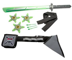 Simba Next Ninja Mega Set, 9 Pieces, Belt Adjustable up to 80 cm, Sword with Light and Sound, Shooting Function, Three Arrows and Stars, Headband, from 3 Years