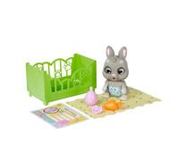Simba Pamper Petz Bunny, Interactive Rabbit Baby with Drinking and Moisture Function, Sleep Eyes, Changing Diaper with Colour Changing Function, Magic Paw and Stackable Bed, from 3 Years