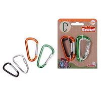 Simba Scout Metal Carabiner - Accessory Set for Kids, 4 Carabiner Hooks in 3 Sizes, Spring or Twist Clasp, Metal Clips for Hanging and Collecting, 6-8 cm, 3 Years and Above