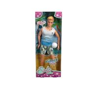 Steffi Love Beach Kevin, Kevin in Swimming Trunks with T-Shirt and Vollyball, Fully Movable, 30 cm Toy Doll, from 3 Years