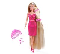 Simba Steffi Love Dream Hair Dressing Doll with Extra Long Hair, Includes Hair Clips & Comb, in Pink Glitter Dress, 29 cm Tall, Hairdressing Doll for Children from 3 Years