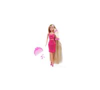 Simba Steffi Love Dream Hair Dressing Doll with Extra Long Hair, Includes Hair Clips & Comb, in Pink Glitter Dress, 29 cm Tall, Hairdressing Doll for