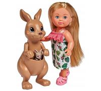 Simba Steffi Love Kangaroo 105733513 Doll in a Cute Dress with Kangaroo, Mother and Baby, with Cute Function, Try-me, 12 cm, for Children from 3 Years