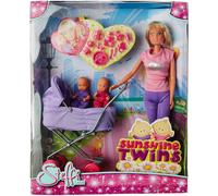 Simba Steffi Love & Sunny Twins: Twin Baby Dolls with Double Mini Pram, 29 cm, 12 Accessories, Ages 3+, Model 105738060, Code C-5738060
