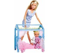 Simba Steffi Love Sweet Dreams 105733521 Doll with Cute Baby and Cot with Glow in The Dark Function, 12 Pieces, 29 cm, for Children from 3 Y