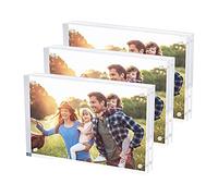 SimbaLux Magnetic Acrylic Picture Photo Frame 4x6 inches Clear Edge, 3 Pack
